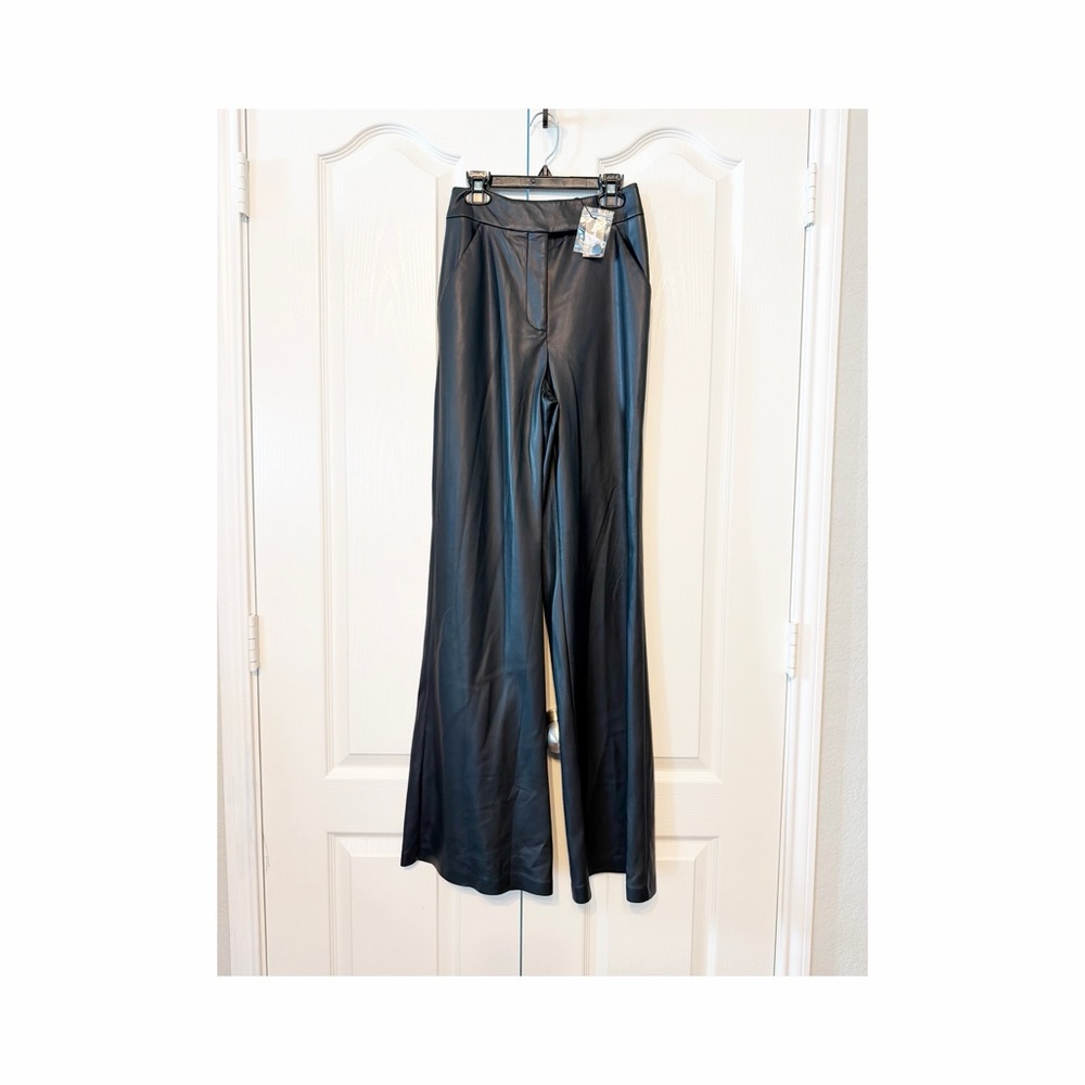 Express Black Faux Leather Wide-Leg Trousers